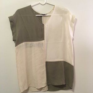 Theory 100% Silk Neutral Blouse